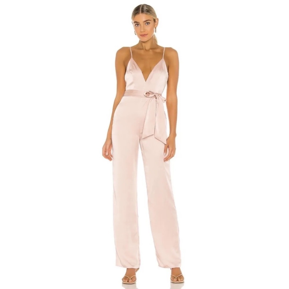 Revolve NBD Jumpsuit Shelby in Champagne Satin